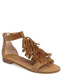 Tobacco Fringe Flat Sandals