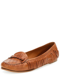 Tomas Maier Leather Fringe Moccasin Cuir