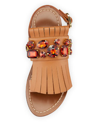 Marni Jeweled Fringe Flat Sandal