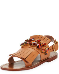 Marni Jeweled Fringe Flat Sandal