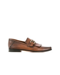 Tobacco Fringe Leather Loafers