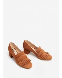 Mango Fringed Leather Loafers