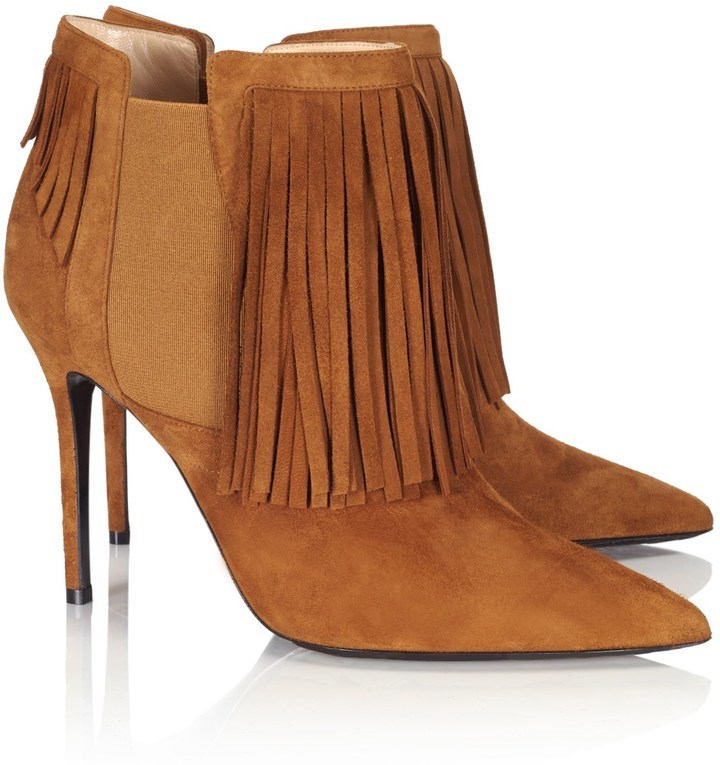 Aperla Aperlai Caramel Fringed Suede Ankle Boots 915 Avenue32