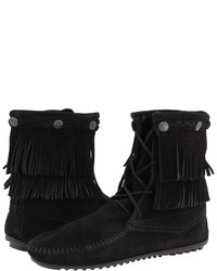 Minnetonka Double Fringe Front Lace Boot Lace Up Boots