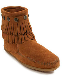 Minnetonka Double Fringed Suede Ankle Boots