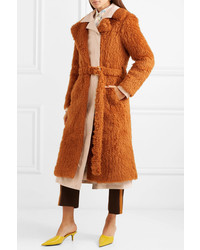 Sies Marjan Mamie Layered Faux Shearling And Cotton Canvas Trench Coat