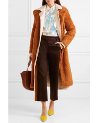 Sies Marjan Mamie Layered Faux Shearling And Cotton Canvas Trench Coat
