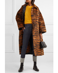Bottega Veneta Oversized Tiger Print Llama Blend Coat