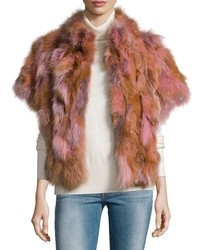 Pologeorgis Fox Fur Batwing Vest Blush