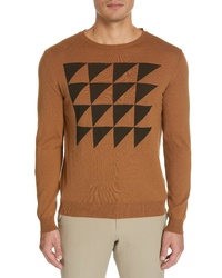 Tobacco Geometric Crew-neck Sweater