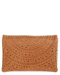 Street Level Perforated Faux Leather Crossbody Bag Blue