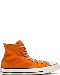 Converse Premium Chuck Taylor Orange Well Worn Chuck Taylor High Top Sneakers