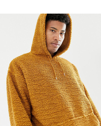 ASOS DESIGN Tall Oversized Hoodie In Brown Borg