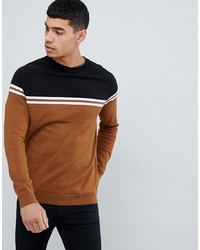 New Look Colour Block Jumper In Tobacco