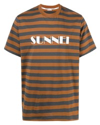 Sunnei Logo Striped T Shirt