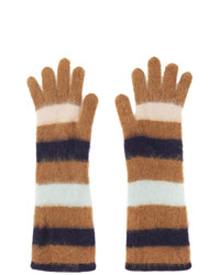 Lanvin Brown Striped Gloves