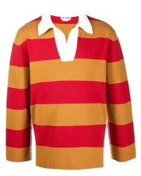 Tobacco Horizontal Striped Polo Neck Sweater