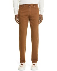 Zegna Five Pocket Stretch Cotton Pants In Rust At Nordstrom
