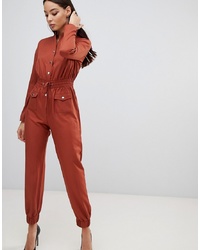 PrettyLittleThing Utility Jumpsuit In Tan