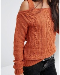 Boohoo Cold Shoulder Cable Knit Sweater