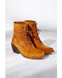 Tobacco Lace-up Ankle Boots