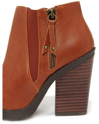Chelsea Crew Krystle Cognac Pointed Toe Ankle Boots