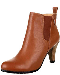 Choies Brown Leather Heeled Ankle Shoes