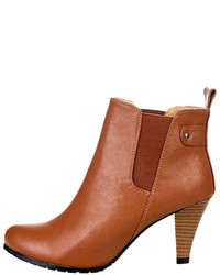 Choies Brown Leather Heeled Ankle Shoes