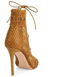 Gianvito Rossi Marnie Woven Leather Lace Up Booties