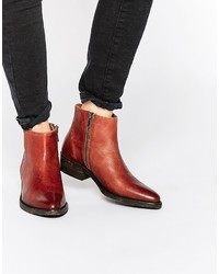 Selected Femme Bobi Cognac Leather Ankle Boots