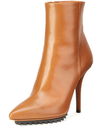 Givenchy Strettoia Leather Pointed Toe Ankle Boot Caramel