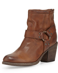 Frye Tabitha Leather Harness Ankle Boot Cognac