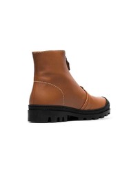 Loewe Tan And Black Zip Front Leather Ankle Boots