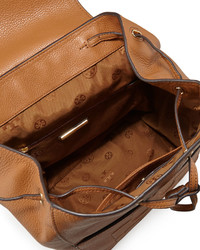 Tory Burch Bomb T Flap Leather Backpack Bark