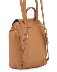 Tory Burch Bomb T Flap Leather Backpack Bark