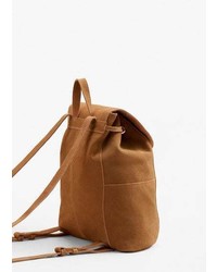 Mango Lapel Leather Backpack