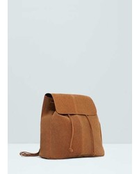 Mango Outlet Lapel Leather Backpack