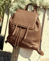 Bottega Veneta Medium Intrecciato Leather Backpack Camel