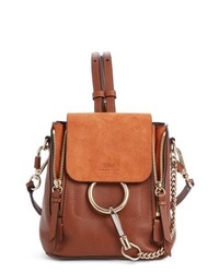 Chloé Small Faye Suede Leather Backpack Brown