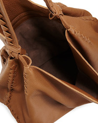 Bottega Veneta Cervo Large Leather Shoulder Bag Dark Brown