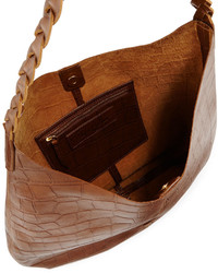 Foley + Corinna Farrah Crocodile Embossed Leather Hobo Bag Oak