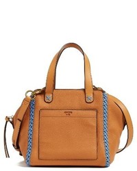 Tory Burch Mini Whipstitch Leather Satchel Brown