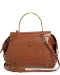 Tod's Small Wave Leather Satchel Brown