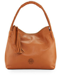 Tory Burch Taylor Pebbled Leather Zip Top Hobo Bag