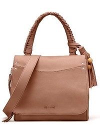 Elizabeth and James Trapeze Leather Top Handle Satchel Brown