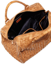Neiman Marcus Woven Weekender Bag Honey