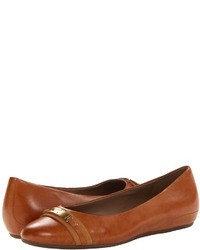 Tobacco Leather Ballerina Shoes
