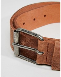 Asos Brand Leather Belt With Vintage Finish