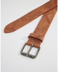 Asos Brand Leather Belt With Vintage Finish