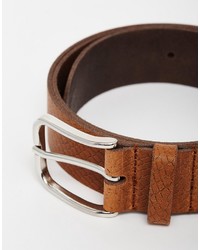 Asos Leather Snakeskin Belt In Brown